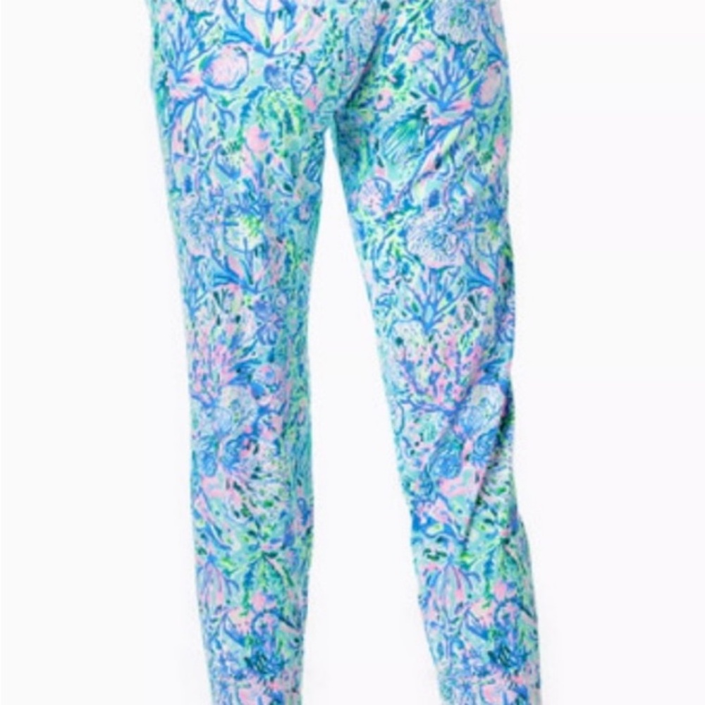 Lilly Pulitzer Size S Mid Rise Jogger Up Surf Blue Soleil It On Me Luxletic - Picture 3 of 9